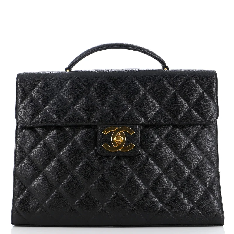 Chanel New Arrival Handbag with Gold HardwareVintage CC Briefcase Quilted Caviar Large