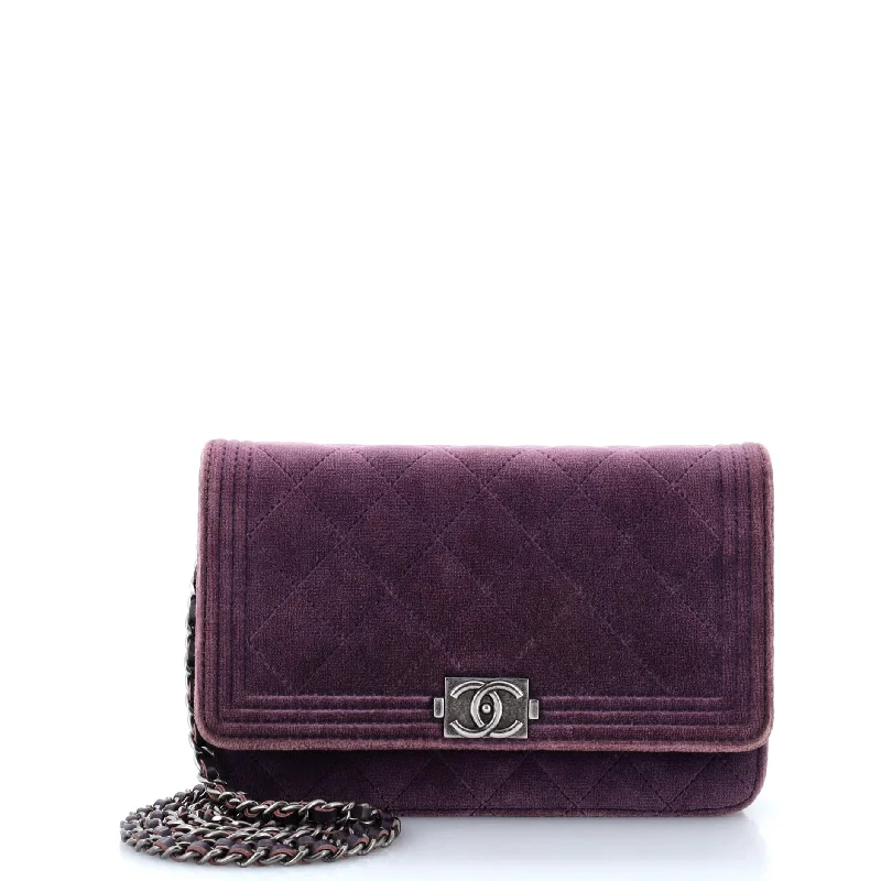 Boy Wallet on Chain Quilted Velvet