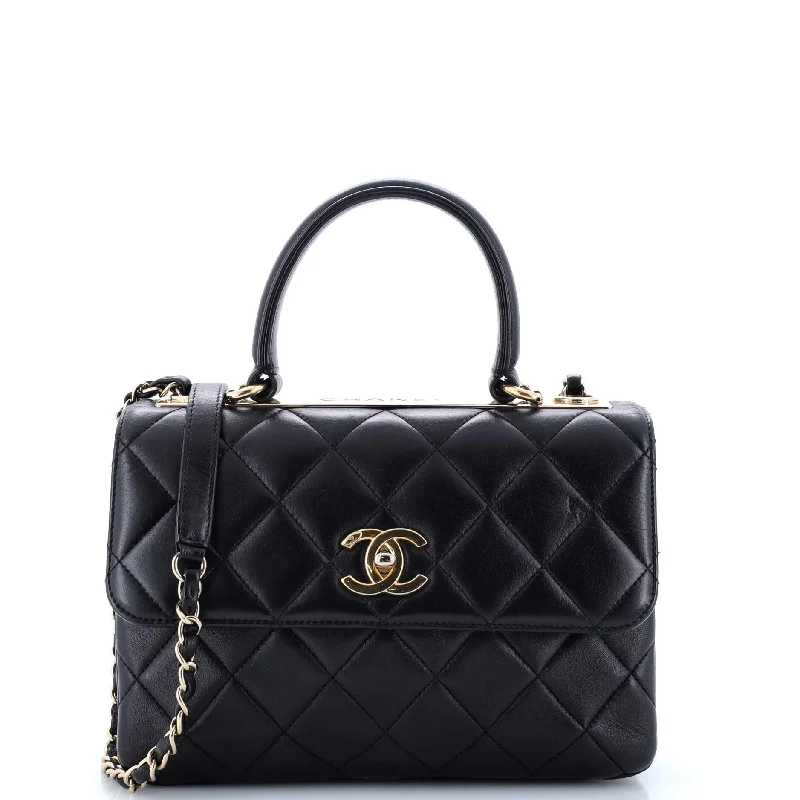 Chanel Vintage Inspired Handbag for Retro LoversTrendy CC Top Handle Bag Quilted Lambskin Small