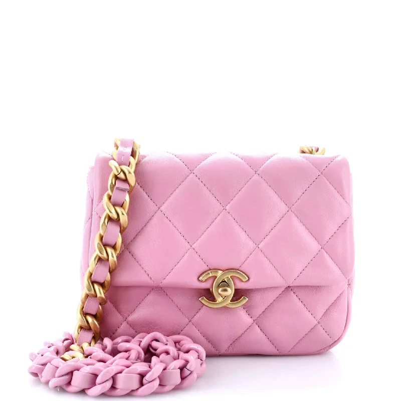 Chanel Quilted Leather Shoulder Bag for FashionistasLacquered Metal CC Flap Bag Quilted Lambskin Mini