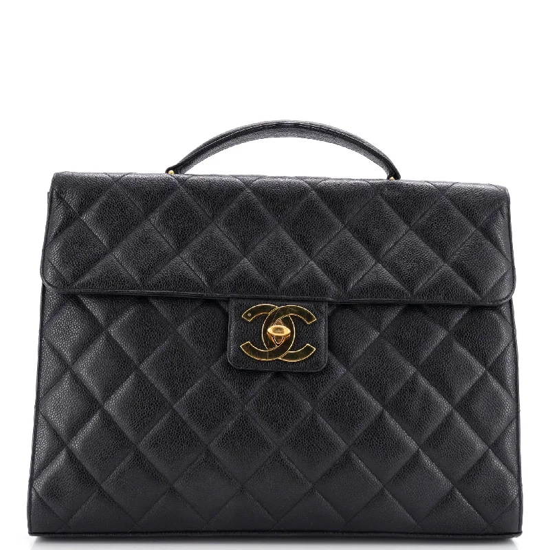 Chanel New Arrival Handbag with Gold HardwareVintage CC Briefcase Quilted Caviar Large