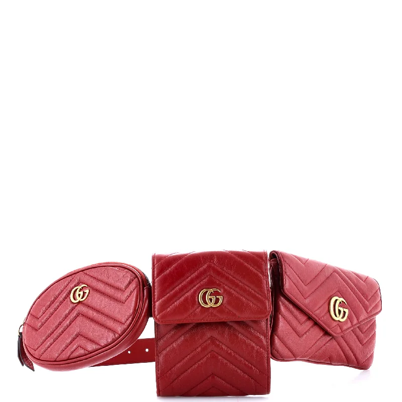 GG Marmont Multi Pocket Belt Bag Matelasse Leather