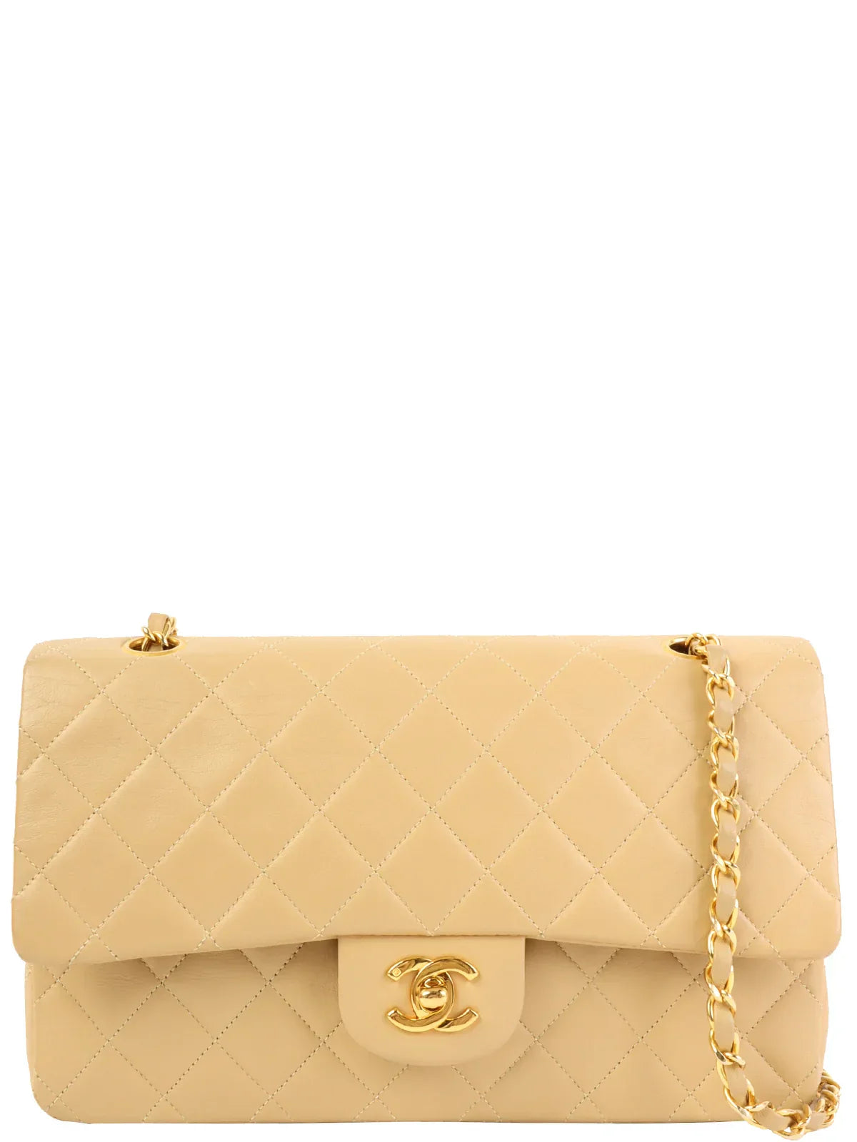 Chanel Luxury Handbag for High - End EventsChanel Luxury Handbag for High - End EventsCHANEL Around 1990 Made Full Flap Chain Bag Mini Beige